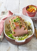Smoked meat roast with herb crust