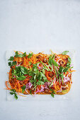 Meatball and carrot salad banh mi pizza