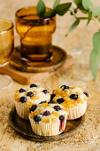 Ricotta muffins with blueberry and orange candied fruit