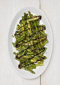 Fried green asparagus with aceto-balsamico cream