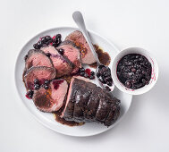 Roast veal with blueberry sauce
