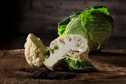 Cauliflower and savoy cabbage