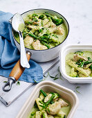 Thai green chicken curry soup