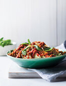 Spaghetti with lentil bolognaise