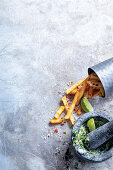 French fries with coriander and lime salt