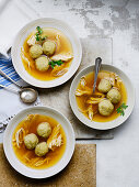 Jewish chicken soup with matzo balls
