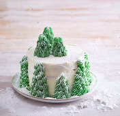 Christmas cake with trees