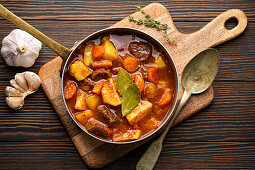 Beef stew with potatoes, carrots and gravy