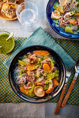 Thai style pot au feu with glass noodles and shiitake