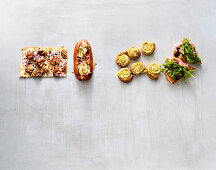 Four types of oven-baked crispy finger food