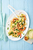 Orecchiette salad with prawns, beans and Parmesan