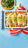 Snapper and tomato tray bake