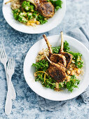 Moroccan spiced lamb cutlets with quick couscous salad