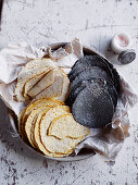 Small corn tortillas in different colours