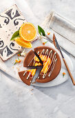Sunken chocolate and Valencian orange cheesecake