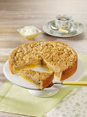 Yellow plum crumble cake