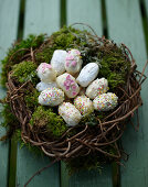Mini baked Easter eggs with sugar sprinkles