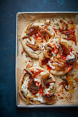 Charred onion and whipped feta flatbreads