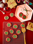 Vegan Christmas pinwheel biscuits