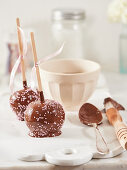 Candy apples dipped in chocolate