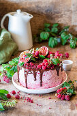 Raspberry chocolate cake with raspberry powder buttercream