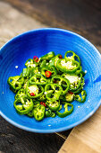Green jalapenos and chilli rings