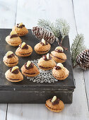 Layered walnut cookies with chocolate cream