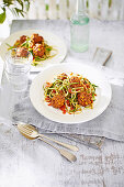 Veggie meatballs with tomato courgetti