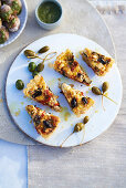 Goat's cheese, fennel and roasted red pepper tart