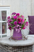 Lush spring bouquet of anemones and gorse