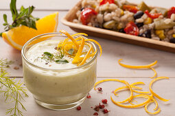 Faux mayonnaise made with yoghurt and herbs