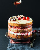 Almond and cherry cake with white chocolate