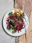 Kangaroo with beetroot