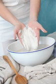 Making a foot bath from prepared chalk