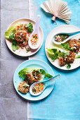 Prawn cakes with cucumber peanut relish