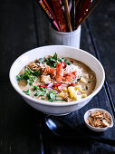 Laksa with Prawns, Pickled Chilli and Shallots