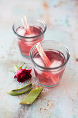 Iced tea made from fruit tea, rose flower water and aloe vera