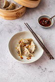 Steamed Gyoza with Homemade Chili Oil