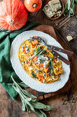 Pumpkin pasta with blue cheese