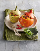 Pumpkin with mincemeat stuffing