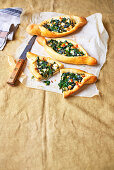 Spinach and cheese pide