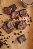 Chocolate brownies with chocolate drops