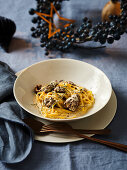 Capellini in morel cream