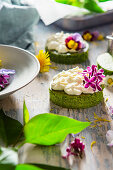 Nettle cakes with curd cream