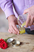 Make rose ointment (for skin inflammation): Fill the ointment into a jar
