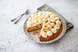 Sour cream Rhubarb cake with cinnamon