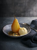 Earl Grey poached pears with vanilla ice cream