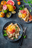 Crepes with citrus fruits