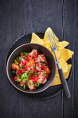 Tuna Ceviche with tortilla chips