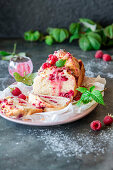 Raspberry babka with freeze dried raspberry glaze